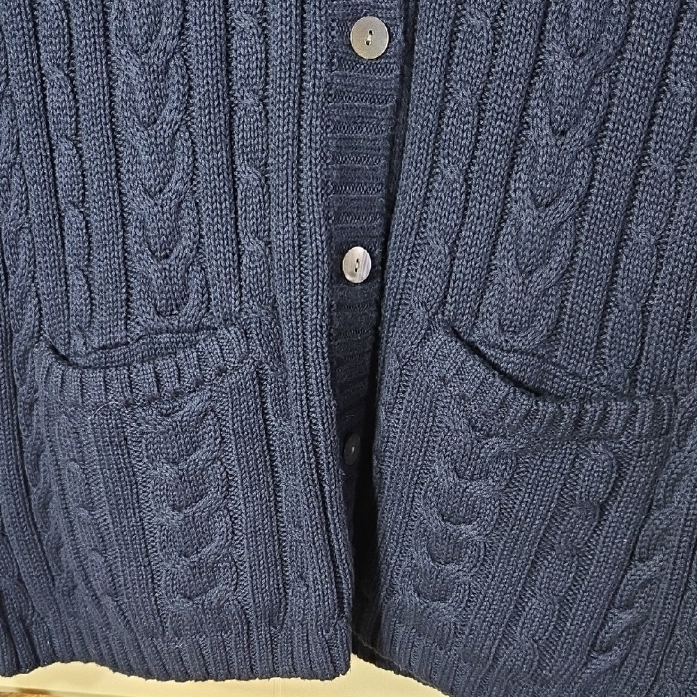 Classic Elements Dark Blue Cable Knit Cardigan - image 4